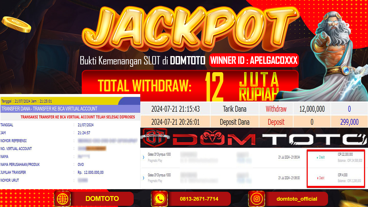 JACKPOT SLOT OLYMPUS 1000 21 JULI 2024